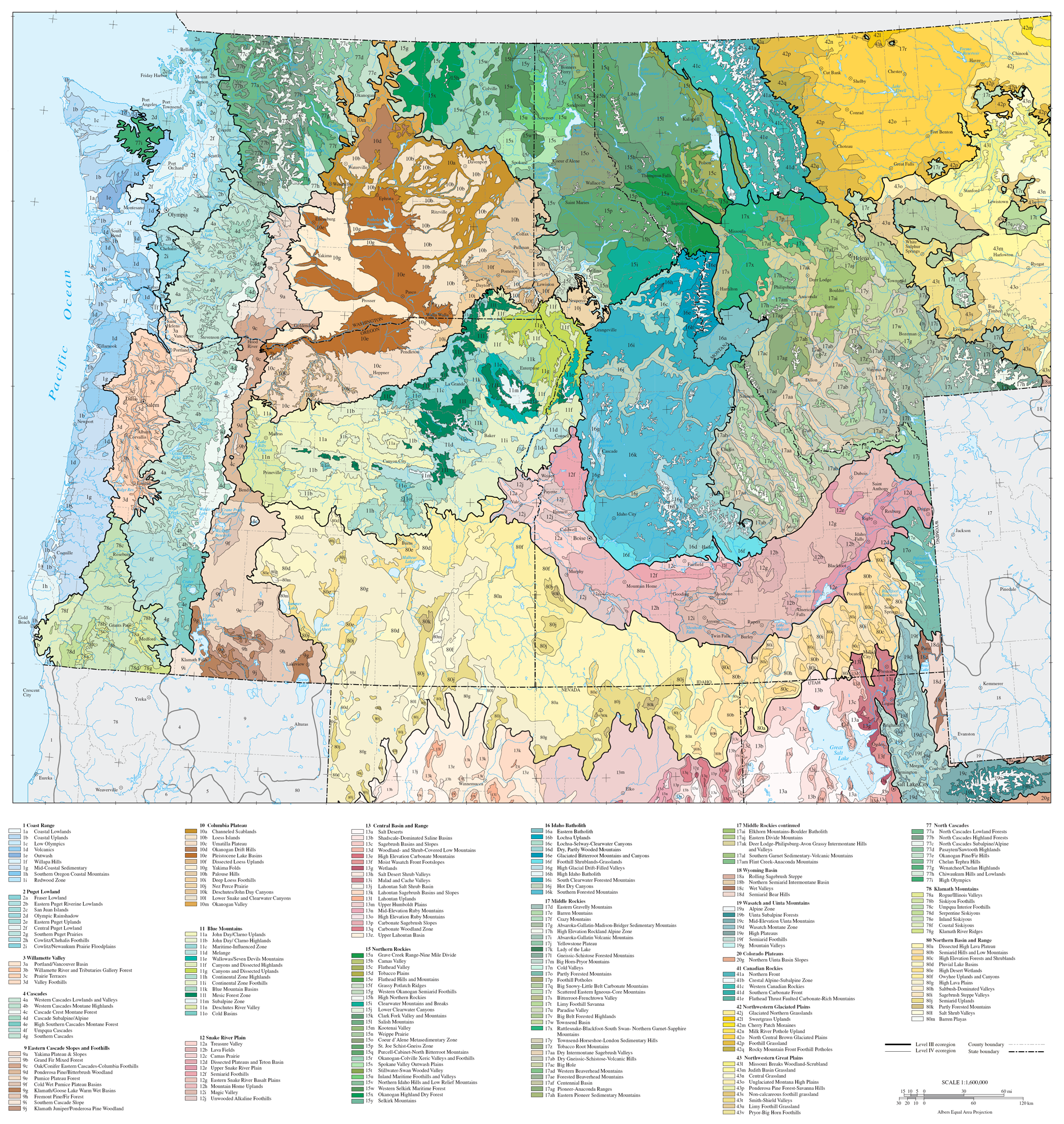 Coast Ranges, Pacific Northwest, California, Oregon, & Map
